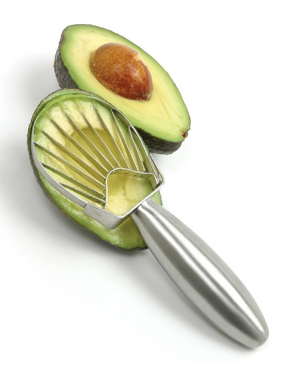 Avocado with slicing tool